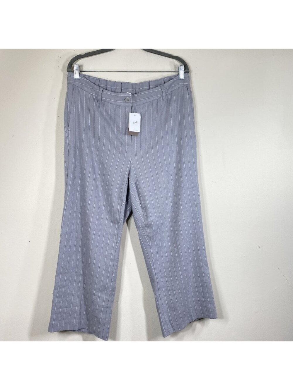 J. Jill Women’s Linen Blend Crop Pants Size 16 Stretch Striped High Rise New